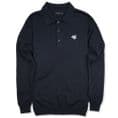 Anglo-Saxon White Dragon Long Sleeved Knitted Polo Shirt - Navy